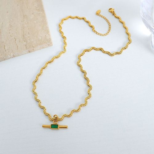 Glass Stone Pendant Irregular Necklace | P1442