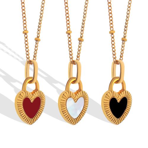 18K Gold Double Side Heart Necklace | P243