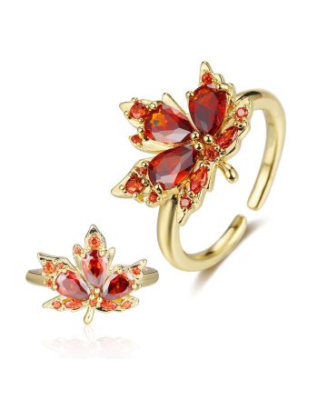 Autumn Fall Maple Leaf Adjustable Ring | GS042