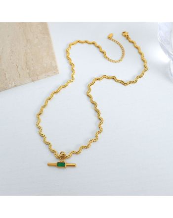 Glass Stone Pendant Irregular Necklace | P1442