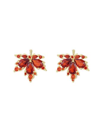 14K Gold Plated Maple Leaf 925 Sterling Silver Earrings Collection  | GS040